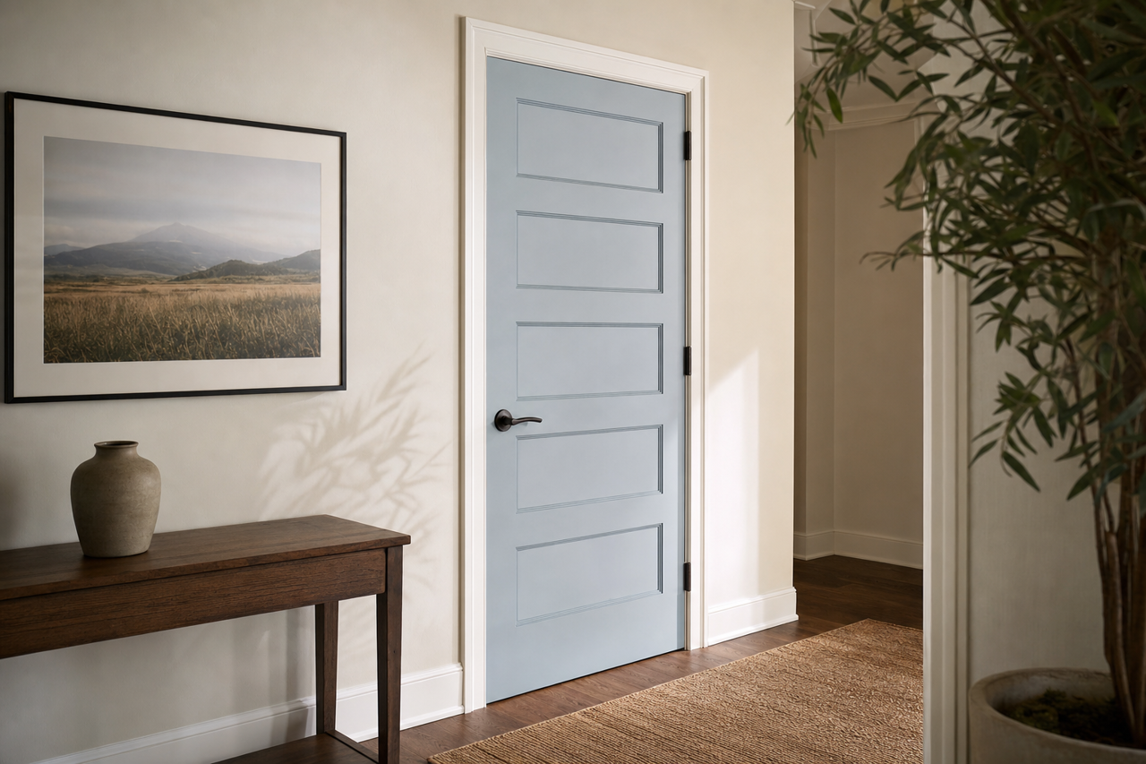 Windy Blue by Sherwin-Williams on interior-doors