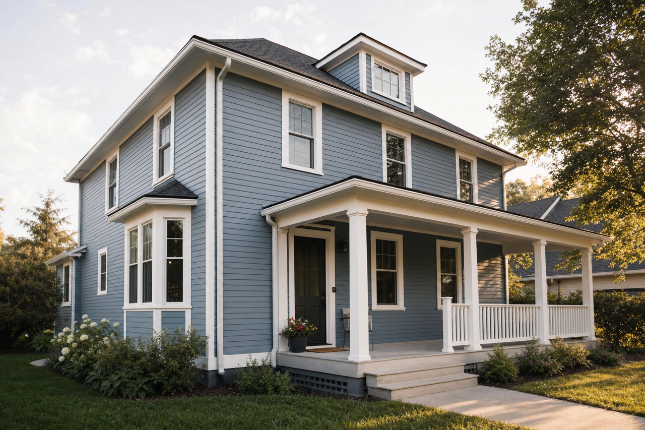Bracing Blue by Sherwin-Williams on exterior