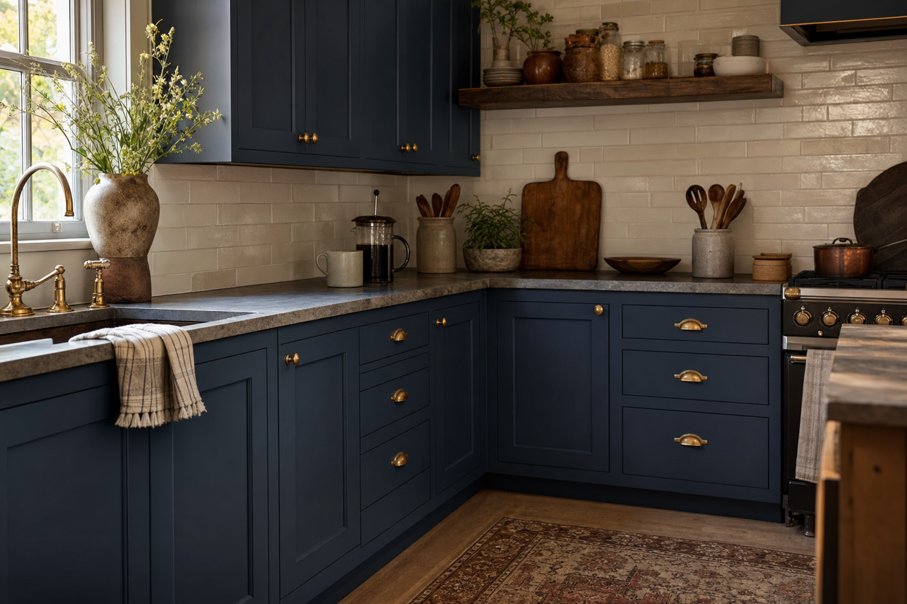 Naval by Sherwin-Williams on cabinets