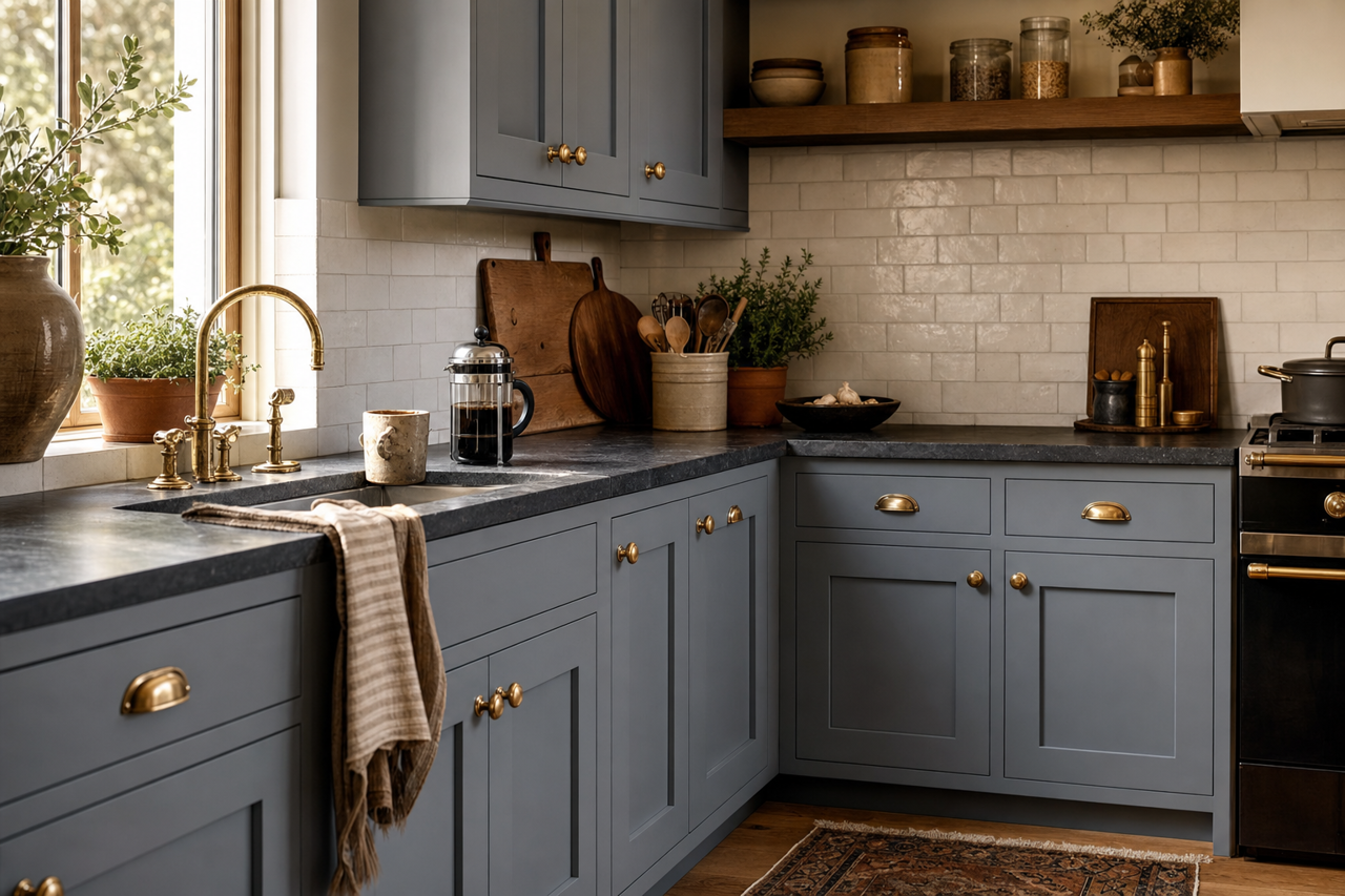 Storm Cloud by Sherwin-Williams on cabinets