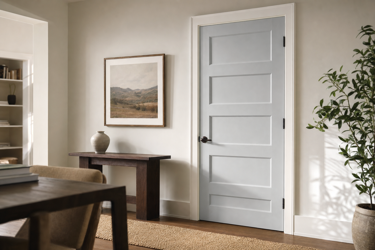 Lazy Gray by Sherwin-Williams on interior-doors