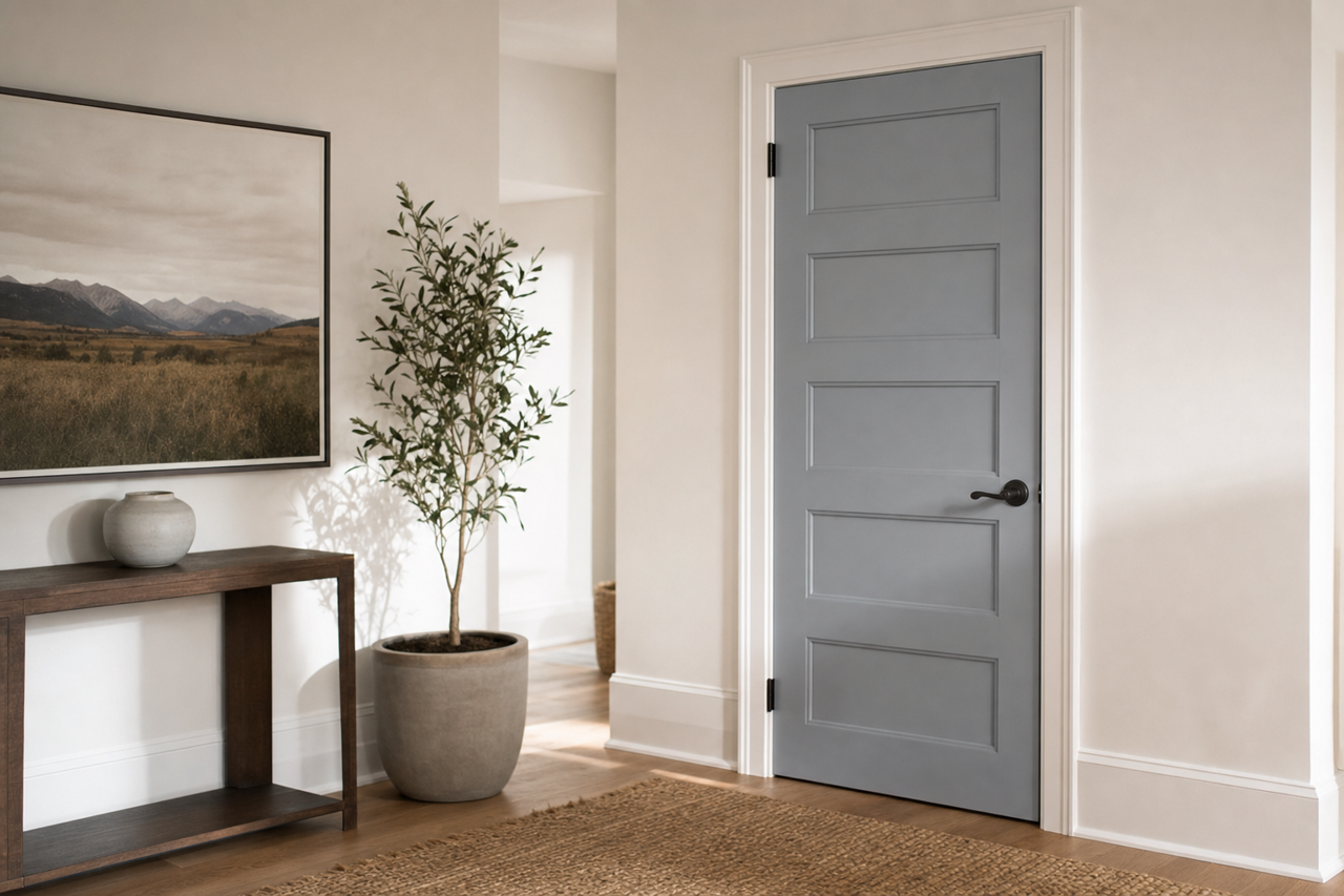 Serious Gray by Sherwin-Williams on interior-doors