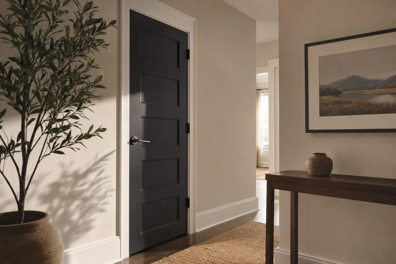 Tricorn Black by Sherwin-Williams on interior-doors