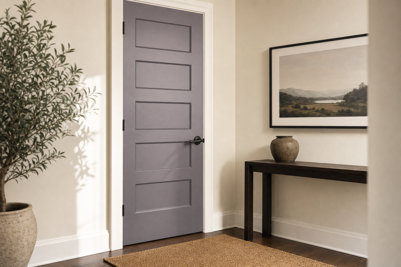 Exclusive Plum by Sherwin-Williams on interior-doors