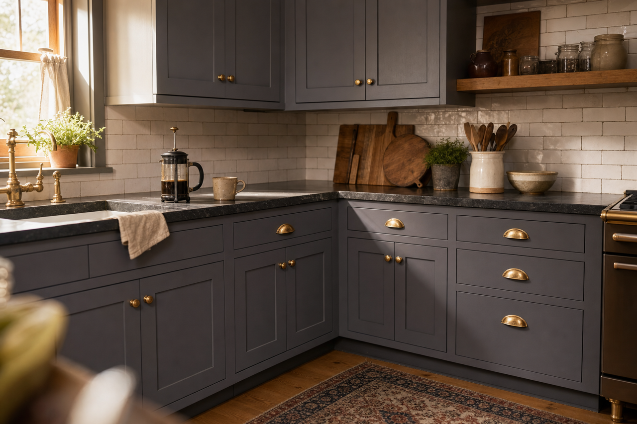 Midnight by Sherwin-Williams on cabinets