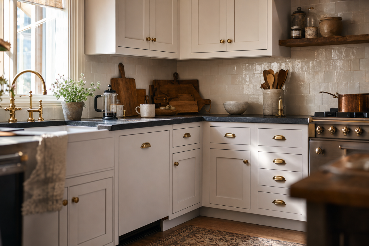 Sensitive Tint by Sherwin-Williams on cabinets