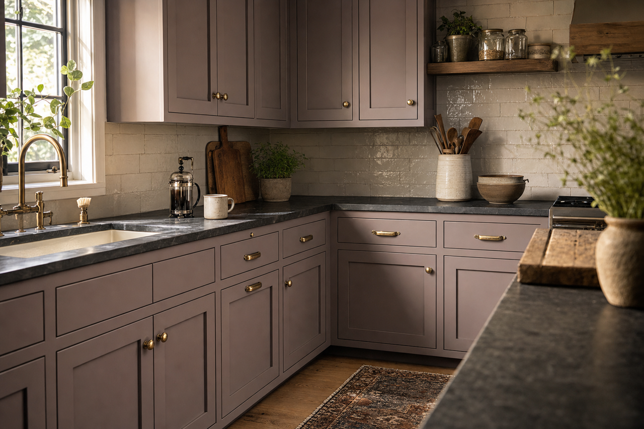 Soulmate by Sherwin-Williams on cabinets