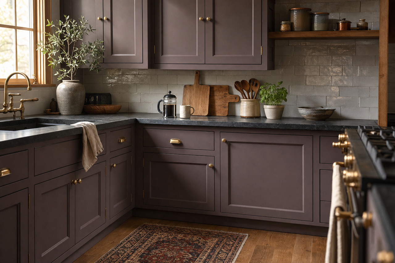Expressive Plum by Sherwin-Williams on cabinets