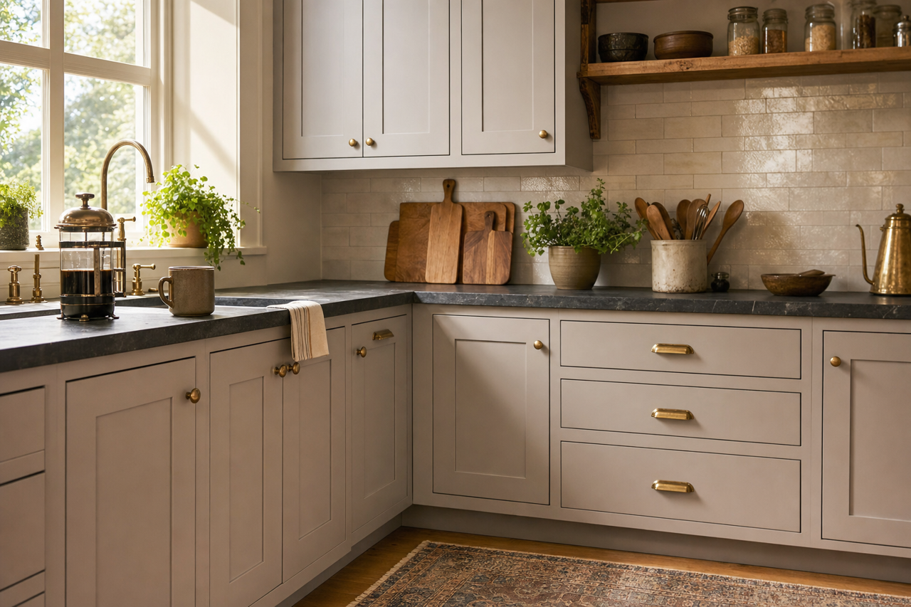 Fashionable Gray by Sherwin-Williams on cabinets