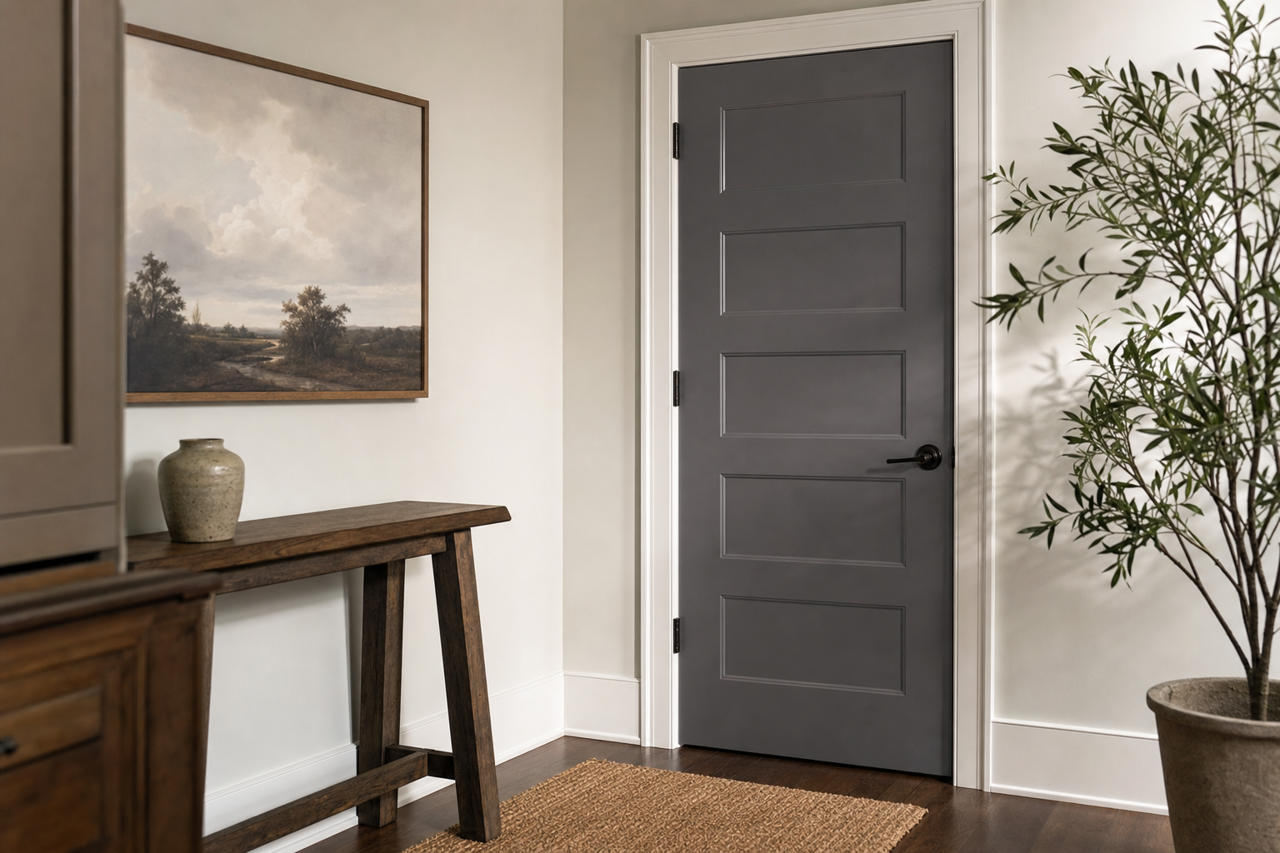 Cloak Gray by Sherwin-Williams on interior-doors