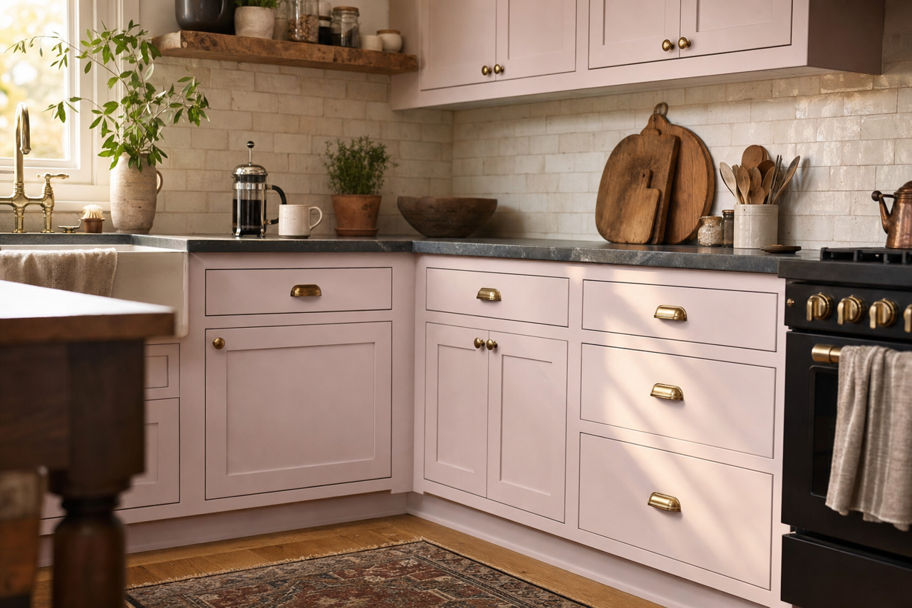 Wallflower by Sherwin-Williams on cabinets