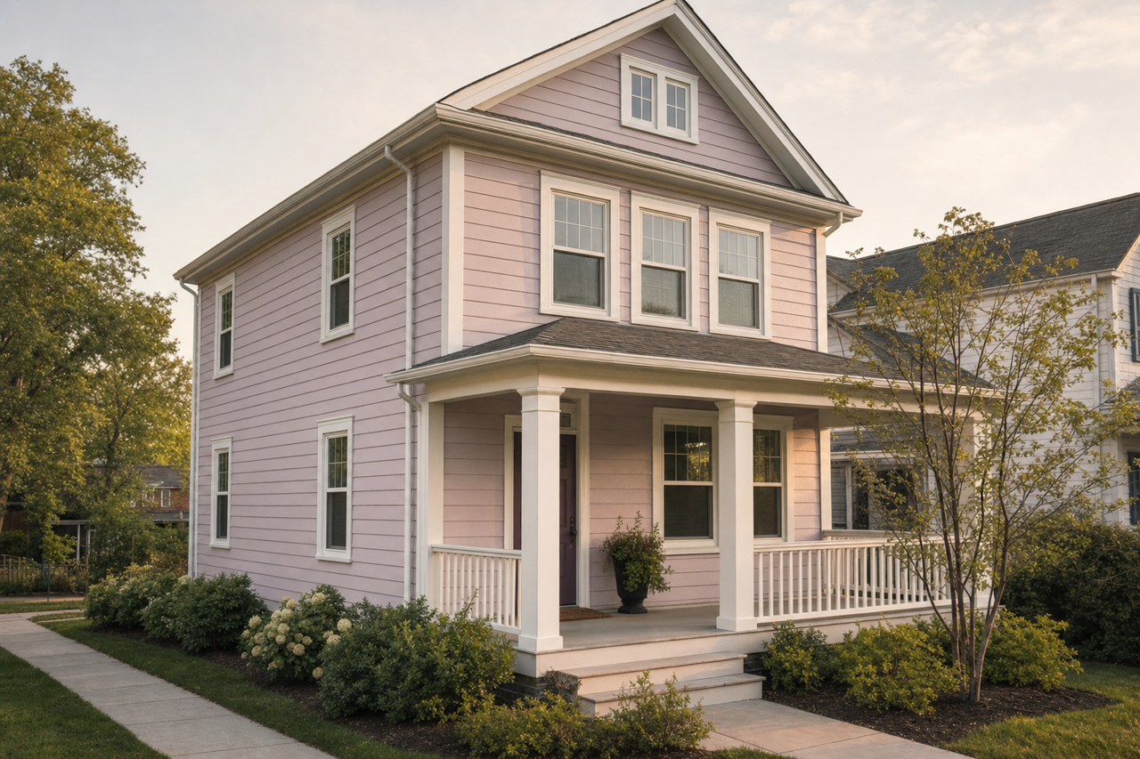 Mauve Finery by Sherwin-Williams on exterior