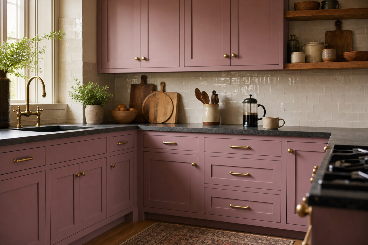 Thistle by Sherwin-Williams on cabinets