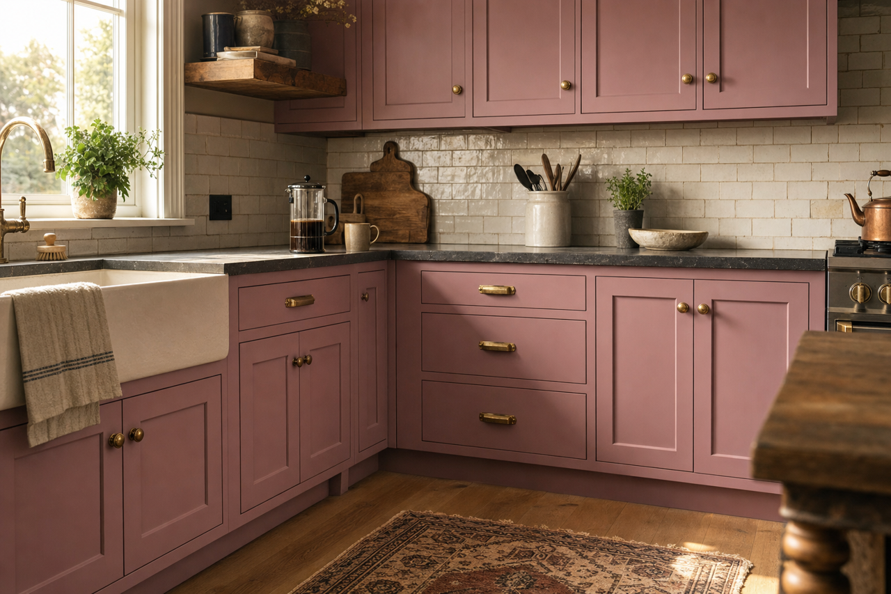 Rosé by Sherwin-Williams on cabinets