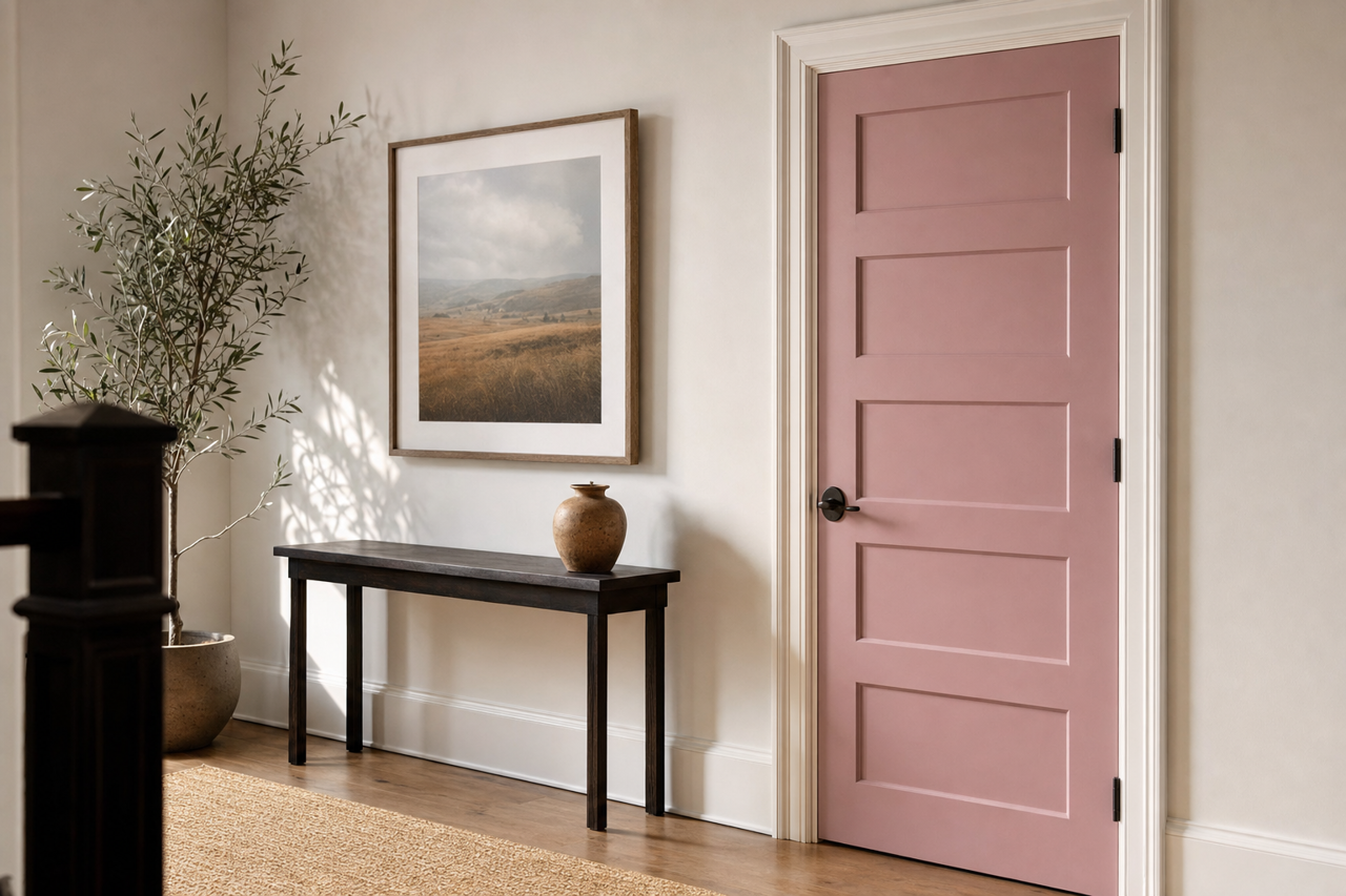 Rosé by Sherwin-Williams on interior-doors