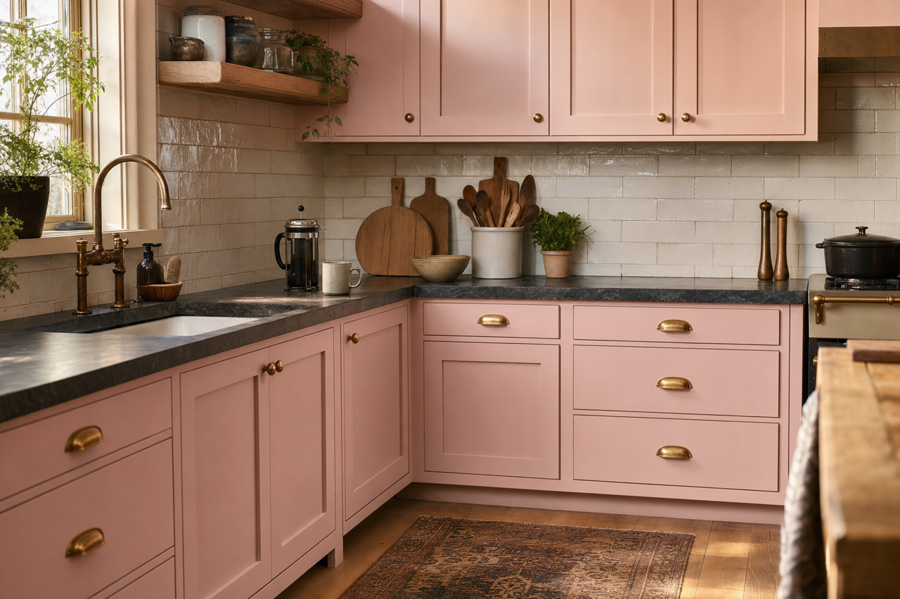 Fading Rose by Sherwin-Williams on cabinets