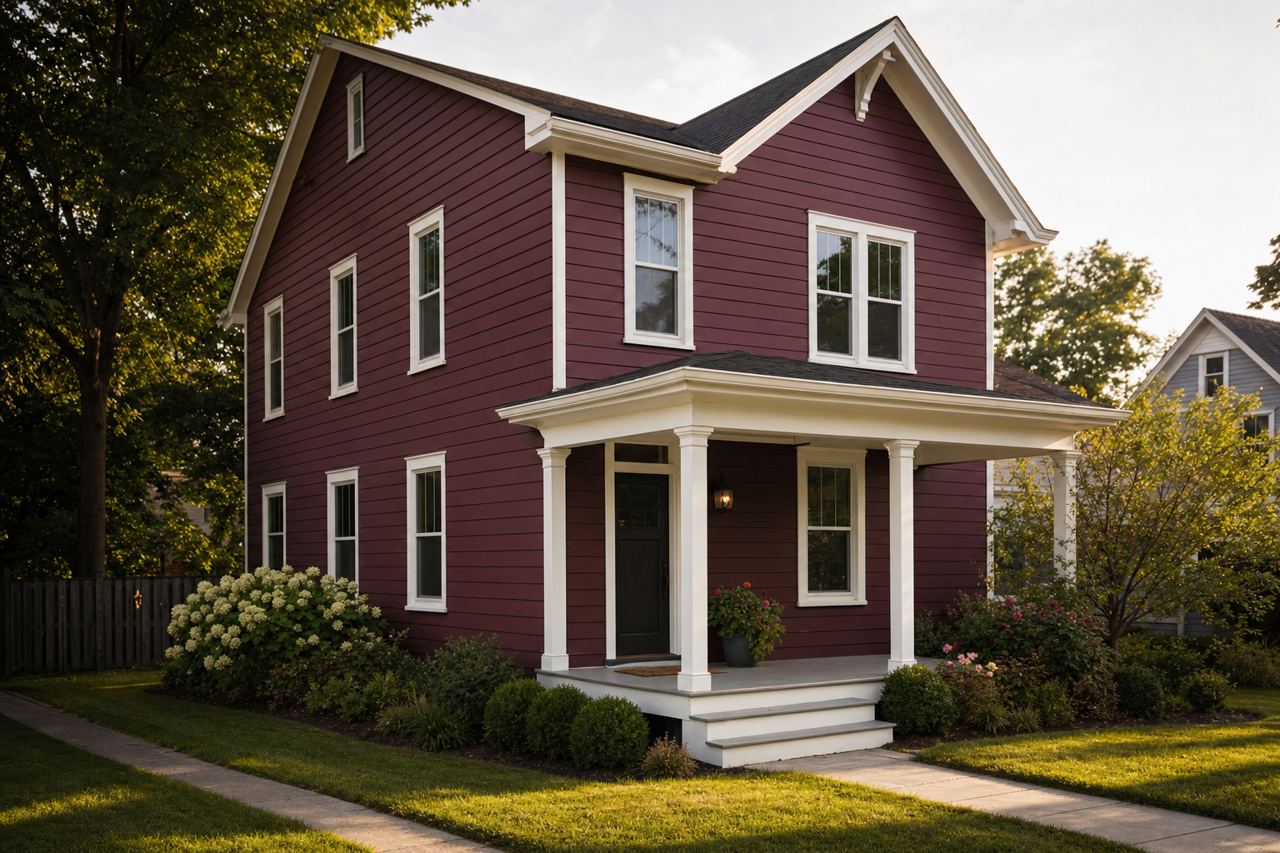 Burgundy by Sherwin-Williams on exterior