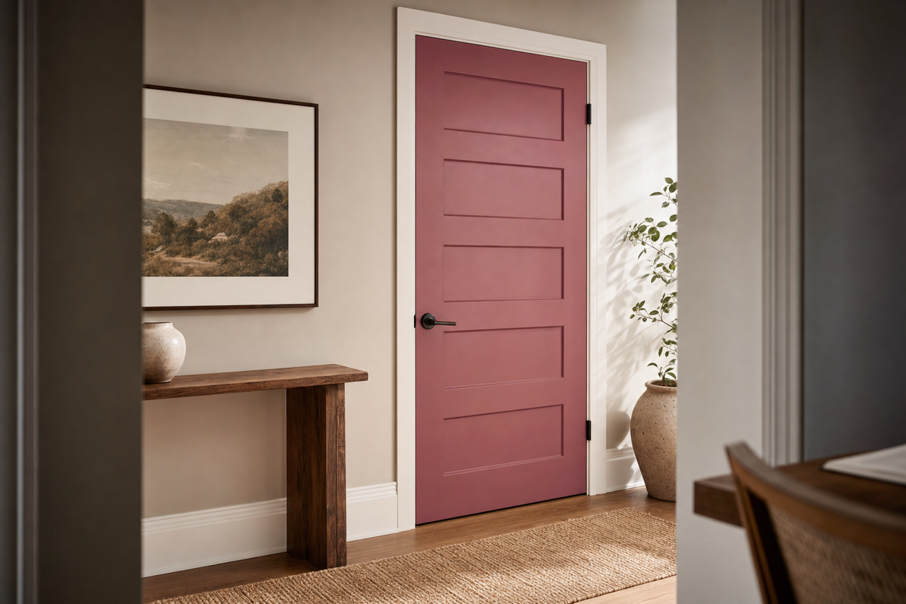 Rambling Rose by Sherwin-Williams on interior-doors