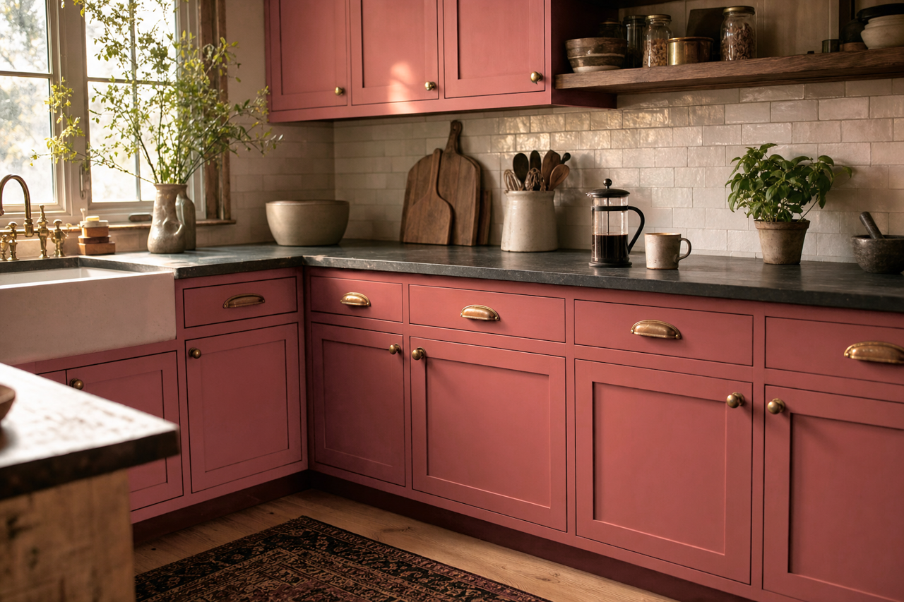 Reddish by Sherwin-Williams on cabinets