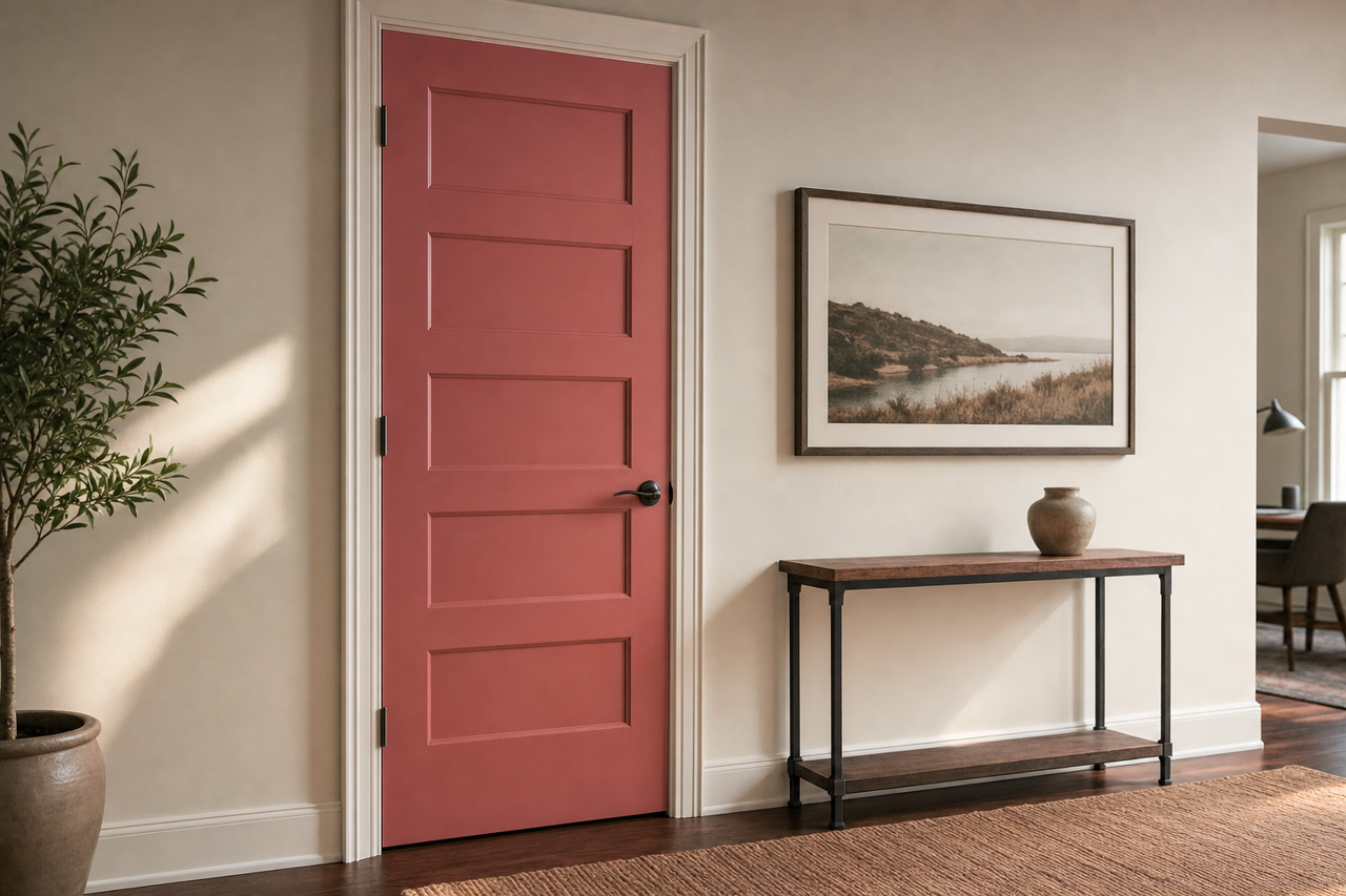 Reddish by Sherwin-Williams on interior-doors