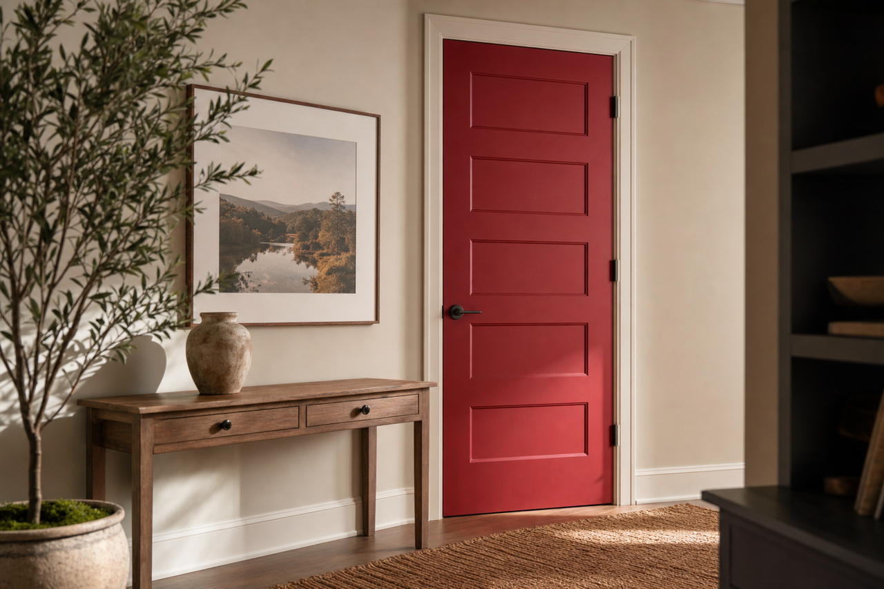 Red Bay by Sherwin-Williams on interior-doors