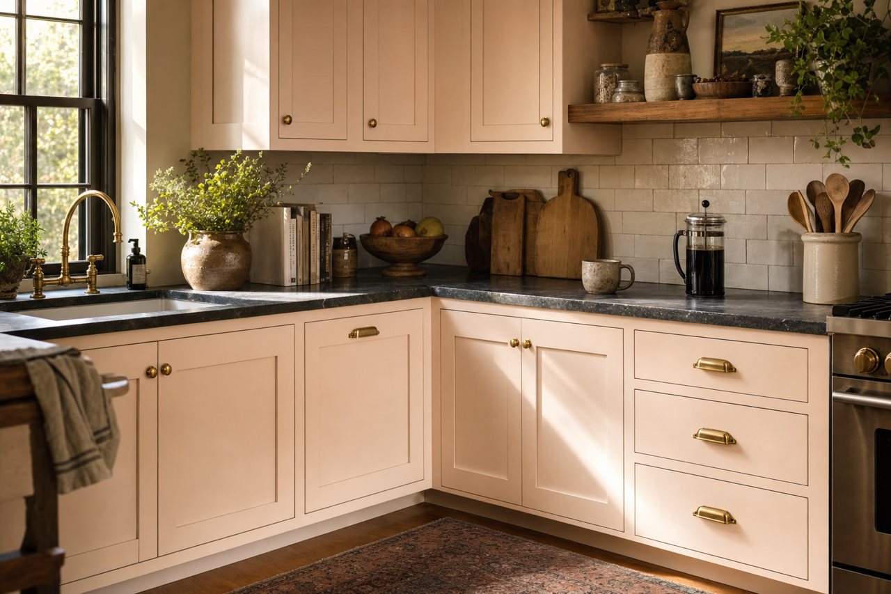 Intimate White by Sherwin-Williams on cabinets