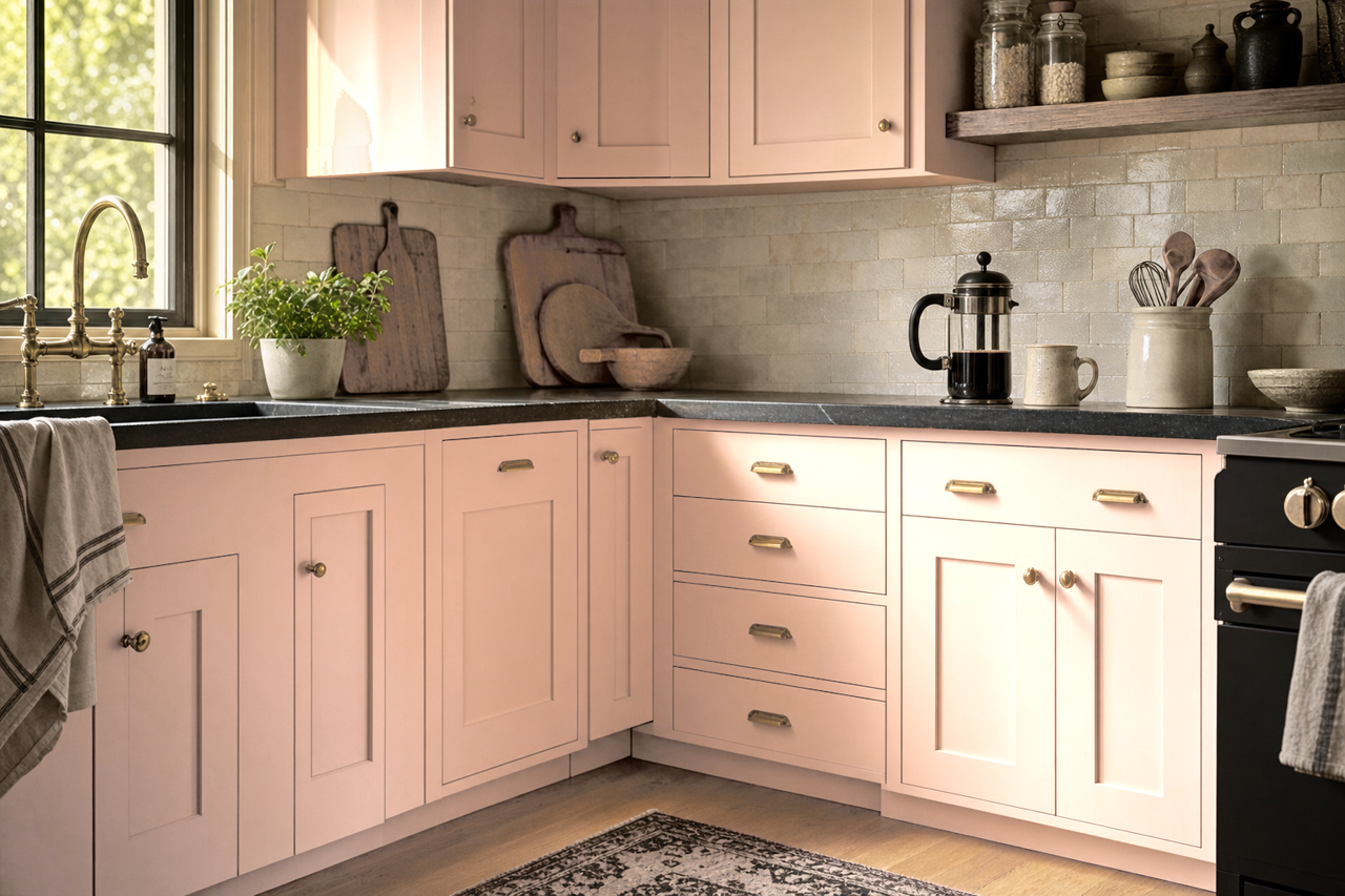 Romance by Sherwin-Williams on cabinets