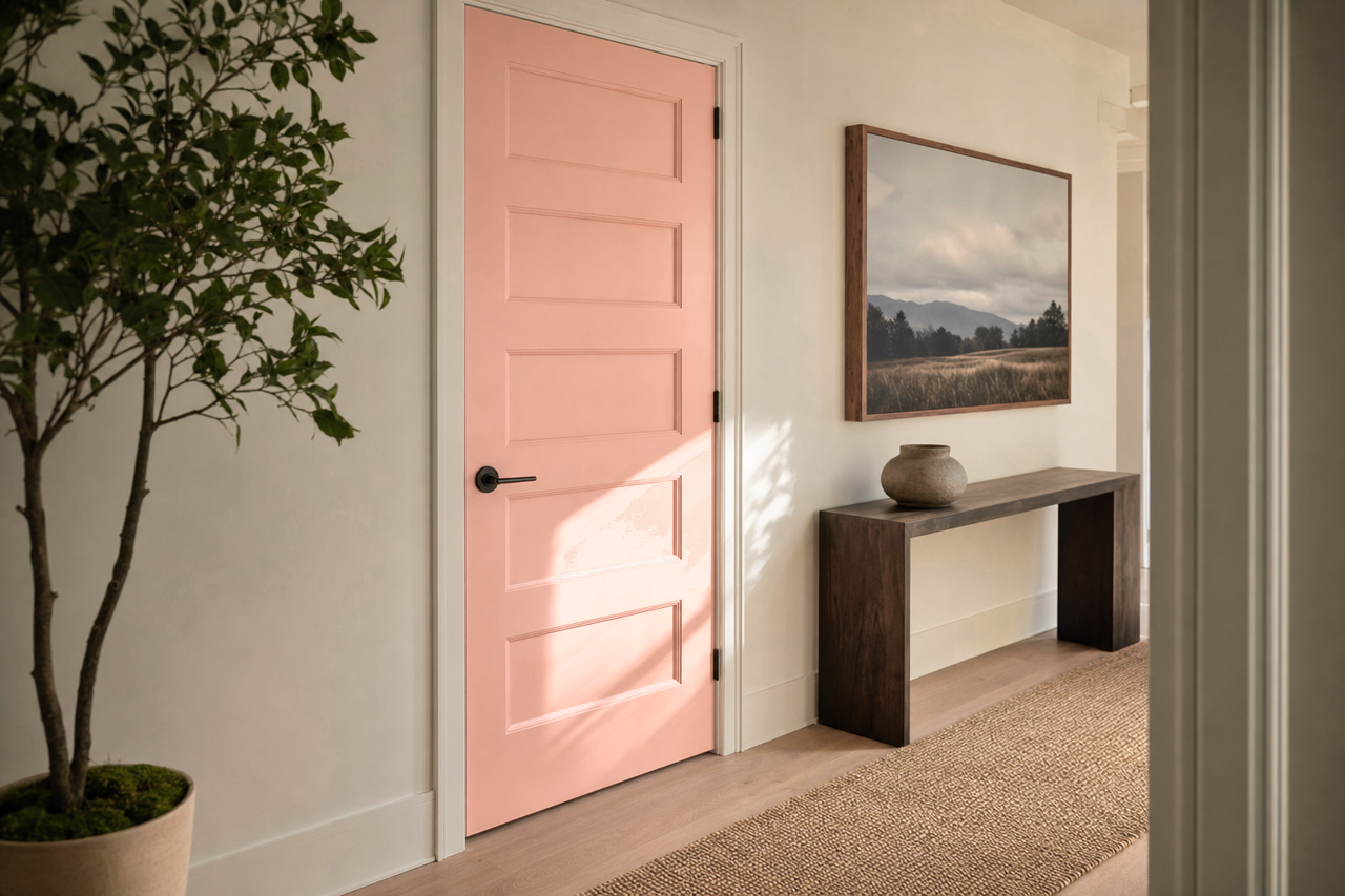 Mellow Coral by Sherwin-Williams on interior-doors