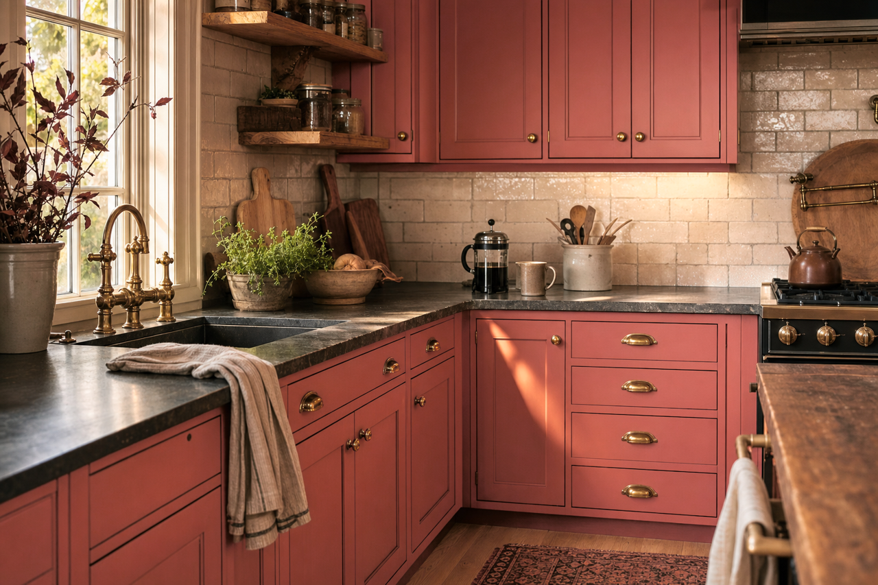 Henna Shade by Sherwin-Williams on cabinets