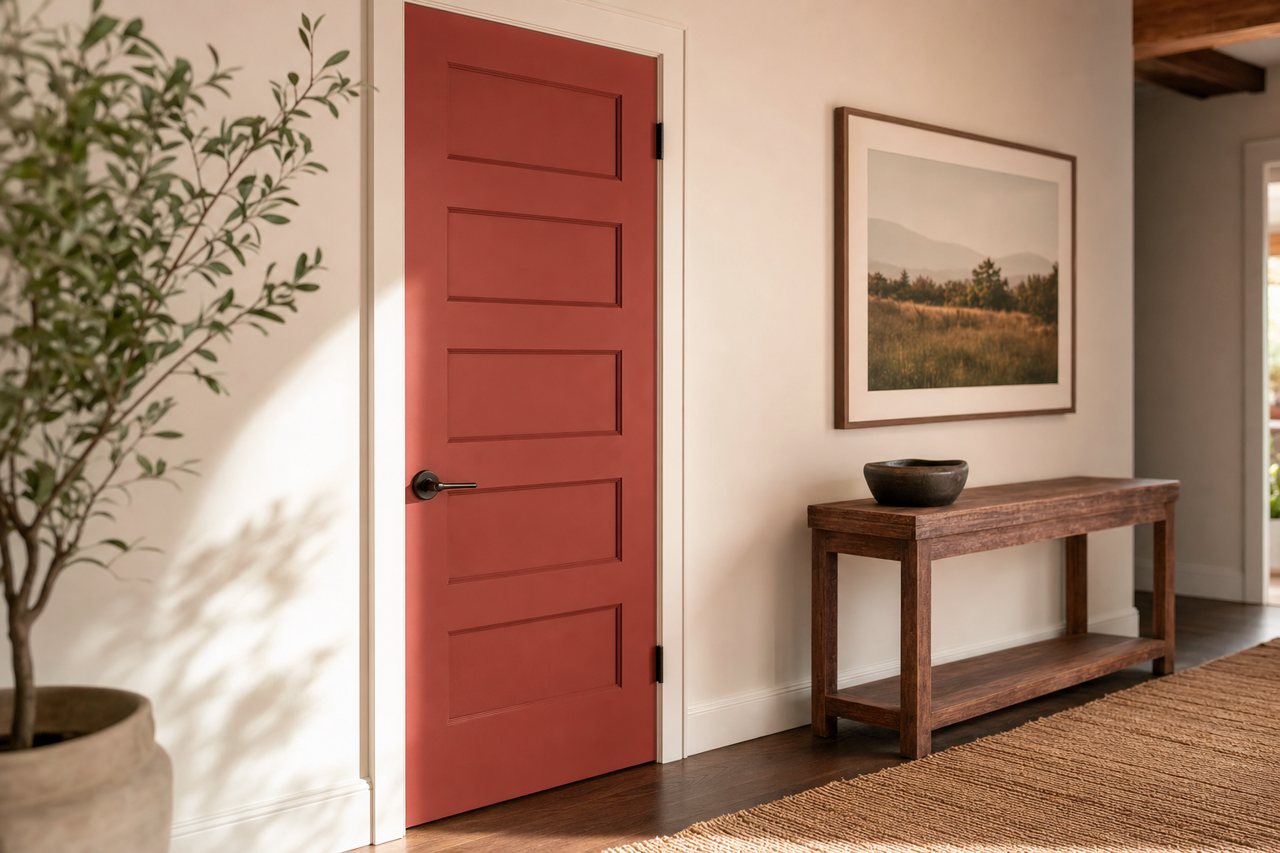 Bold Brick by Sherwin-Williams on interior-doors
