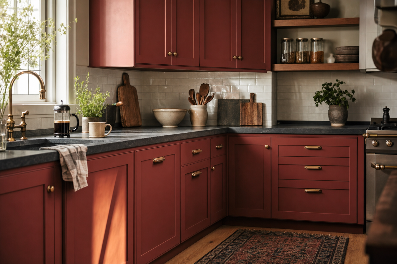 Fireweed by Sherwin-Williams on cabinets