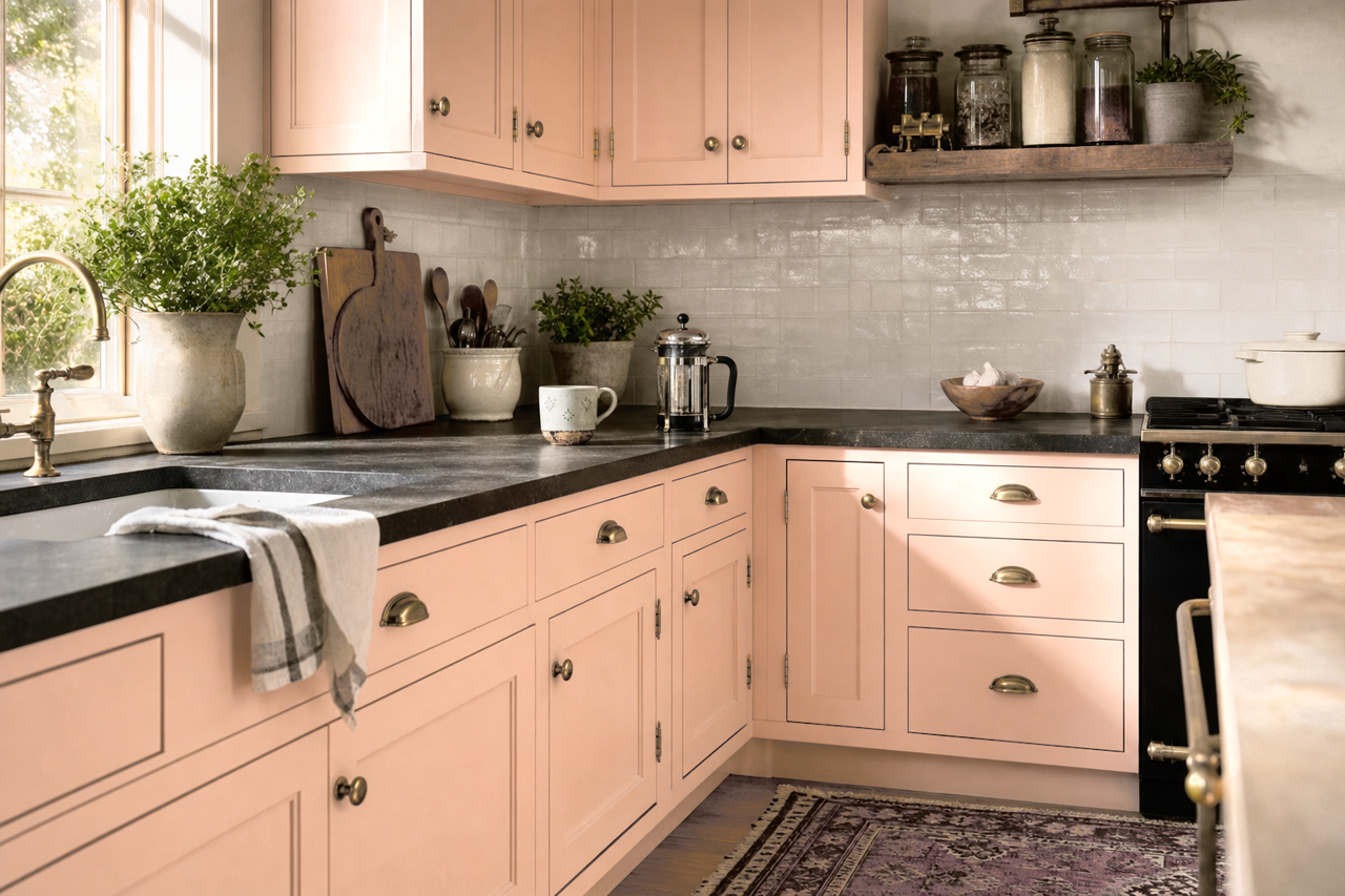 Quaint Peche by Sherwin-Williams on cabinets
