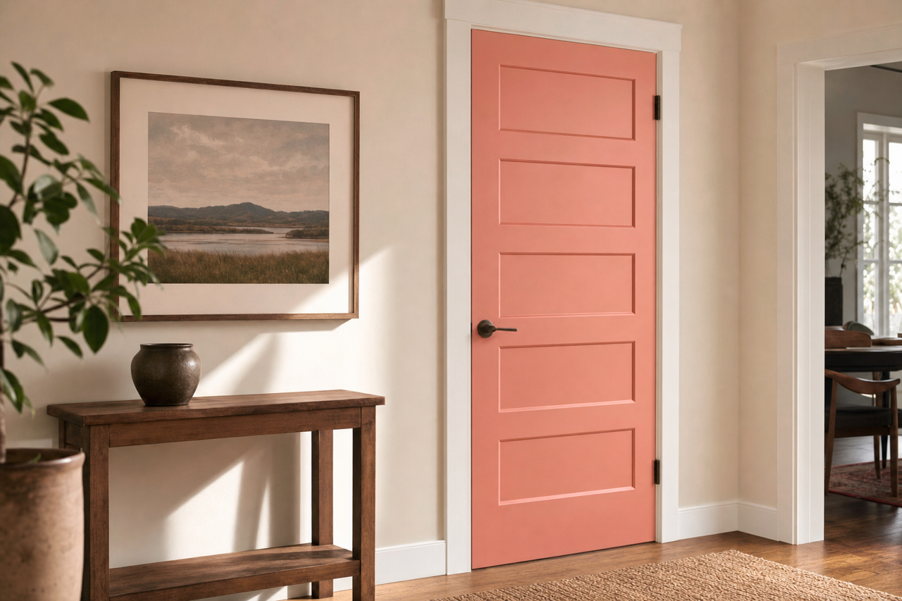 Coral Island by Sherwin-Williams on interior-doors
