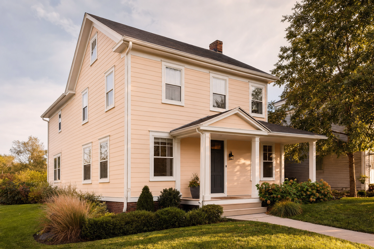 Nearly Peach by Sherwin-Williams on exterior