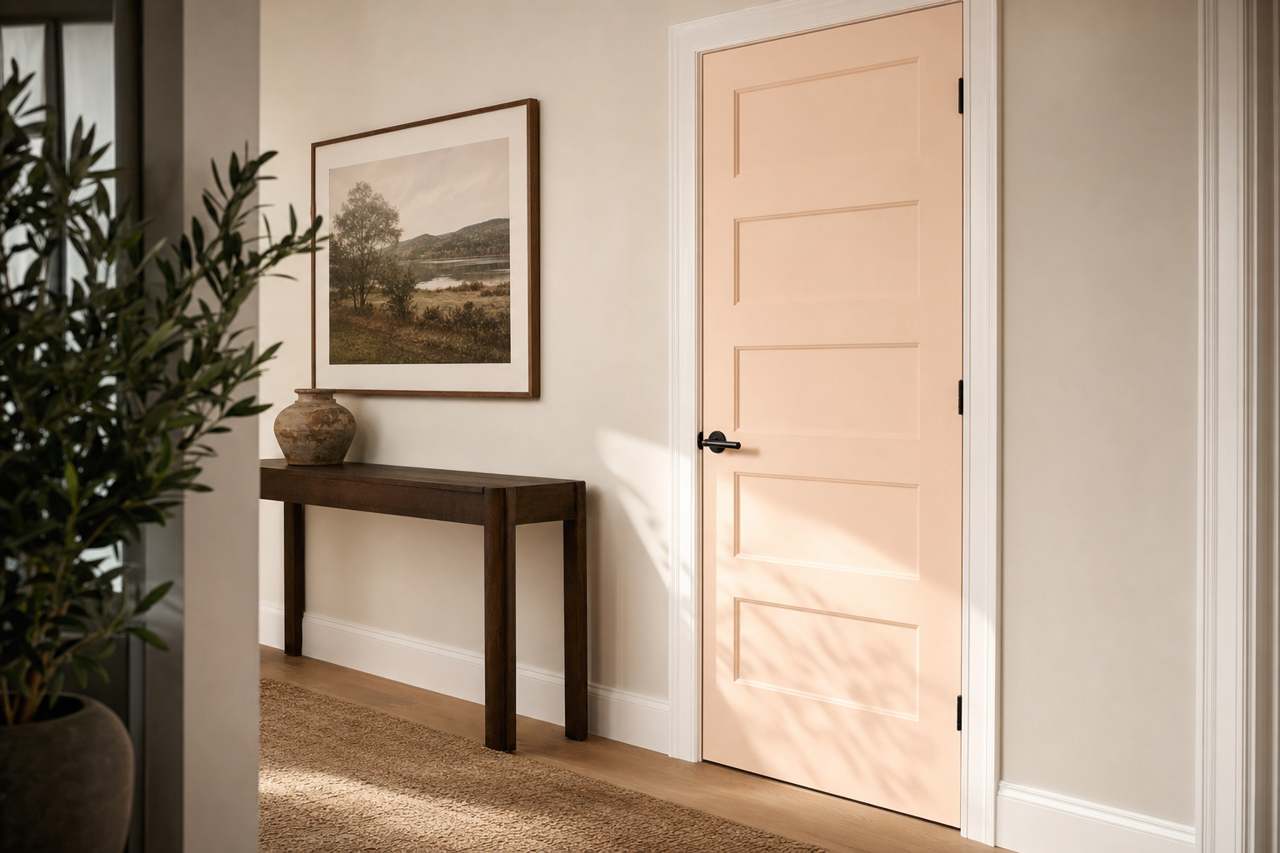 Nearly Peach by Sherwin-Williams on interior-doors