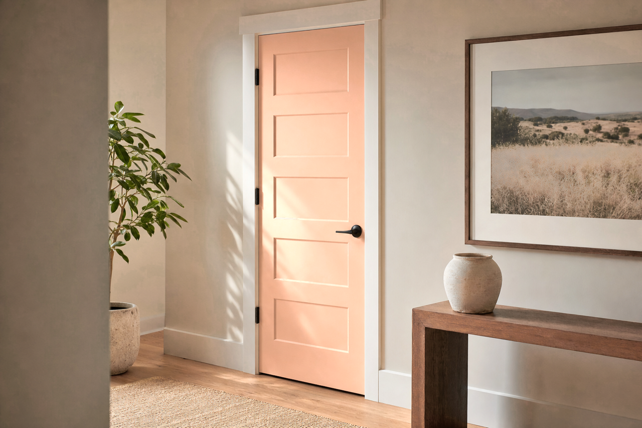 Warming Peach by Sherwin-Williams on interior-doors