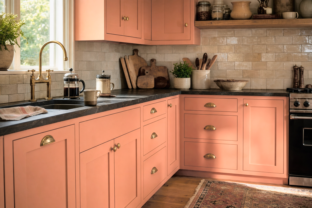 Persimmon by Sherwin-Williams on cabinets