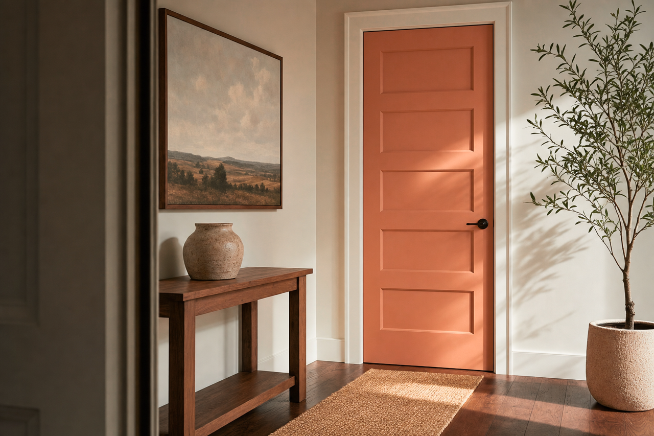 Baked Clay by Sherwin-Williams on interior-doors
