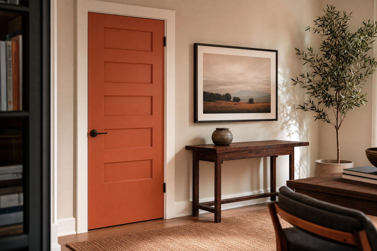 Red Cent by Sherwin-Williams on interior-doors