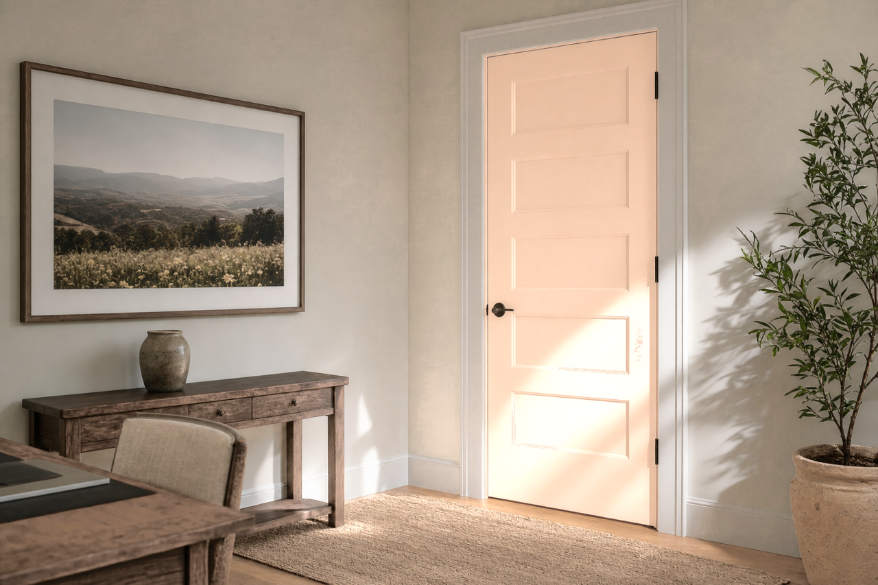 Peach Fuzz by Sherwin-Williams on interior-doors
