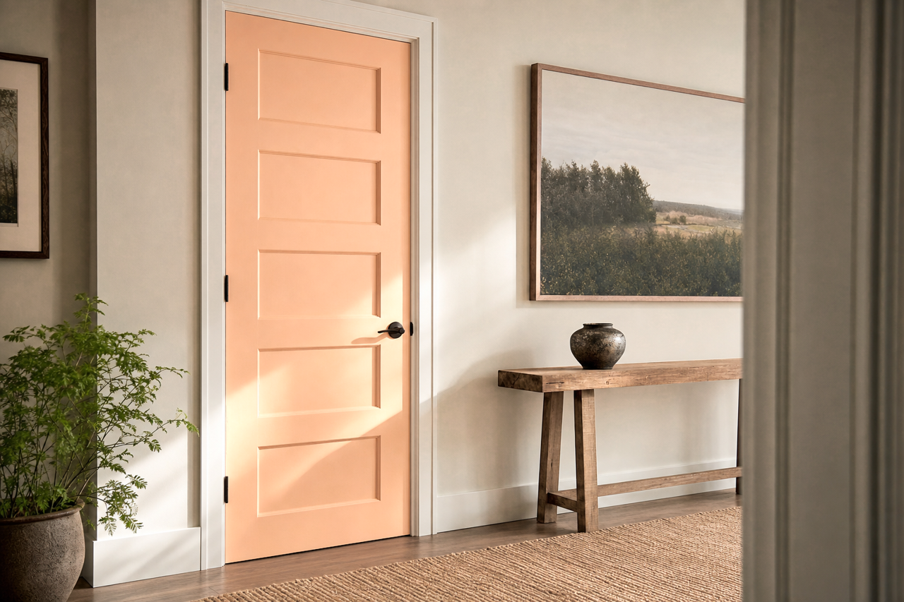 Sumptuous Peach by Sherwin-Williams on interior-doors