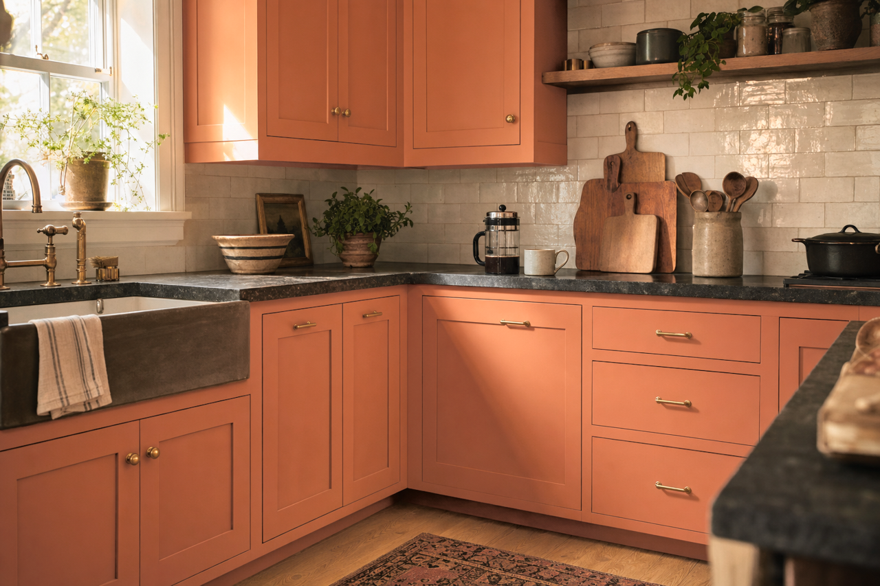 Chrysanthemum by Sherwin-Williams on cabinets
