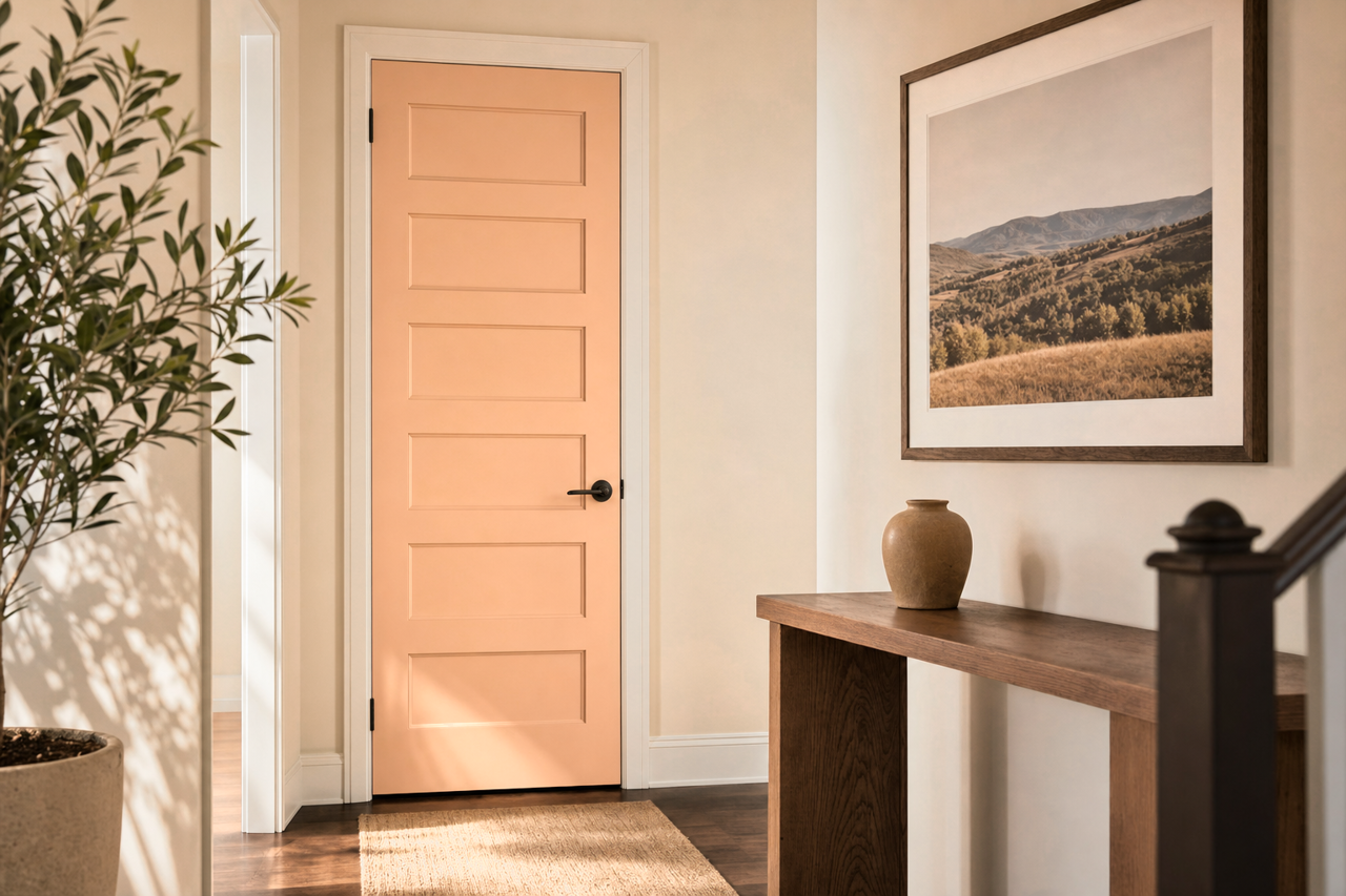 Soft Apricot by Sherwin-Williams on interior-doors