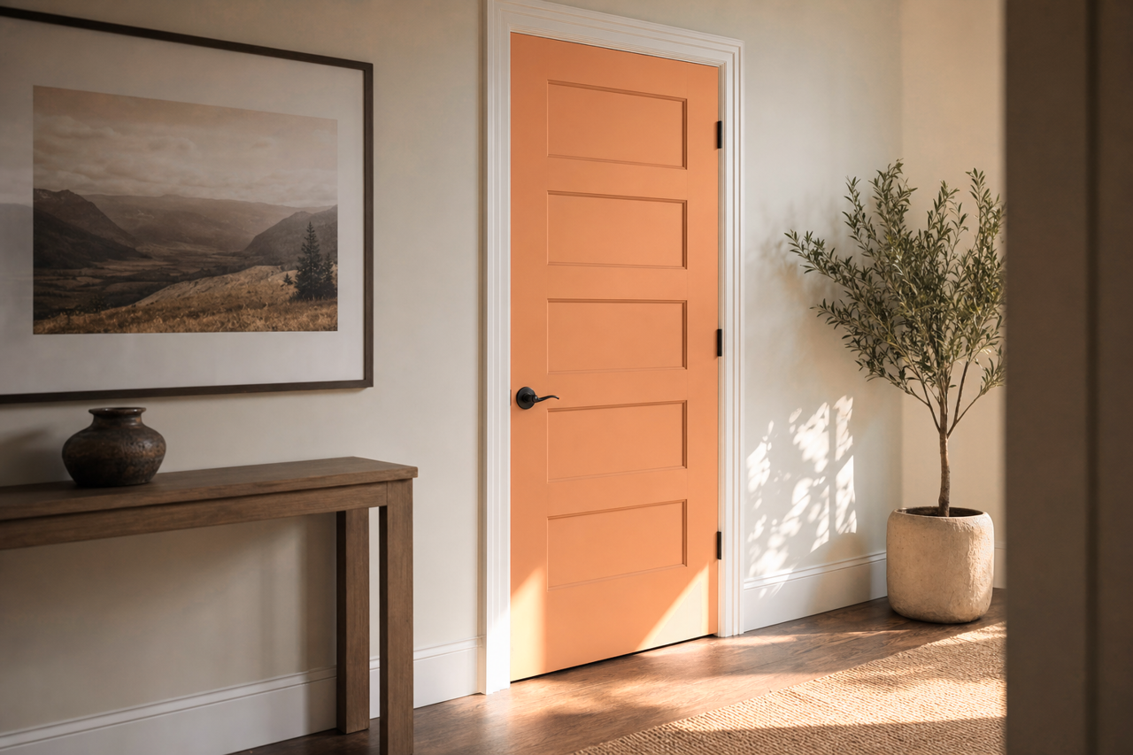 Chivalry Copper by Sherwin-Williams on interior-doors