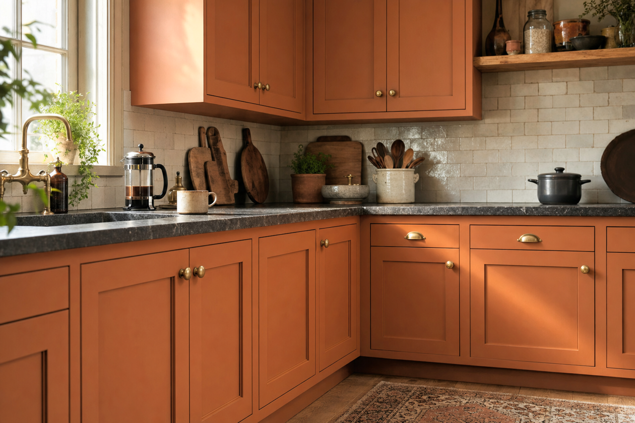 Copper Mountain by Sherwin-Williams on cabinets