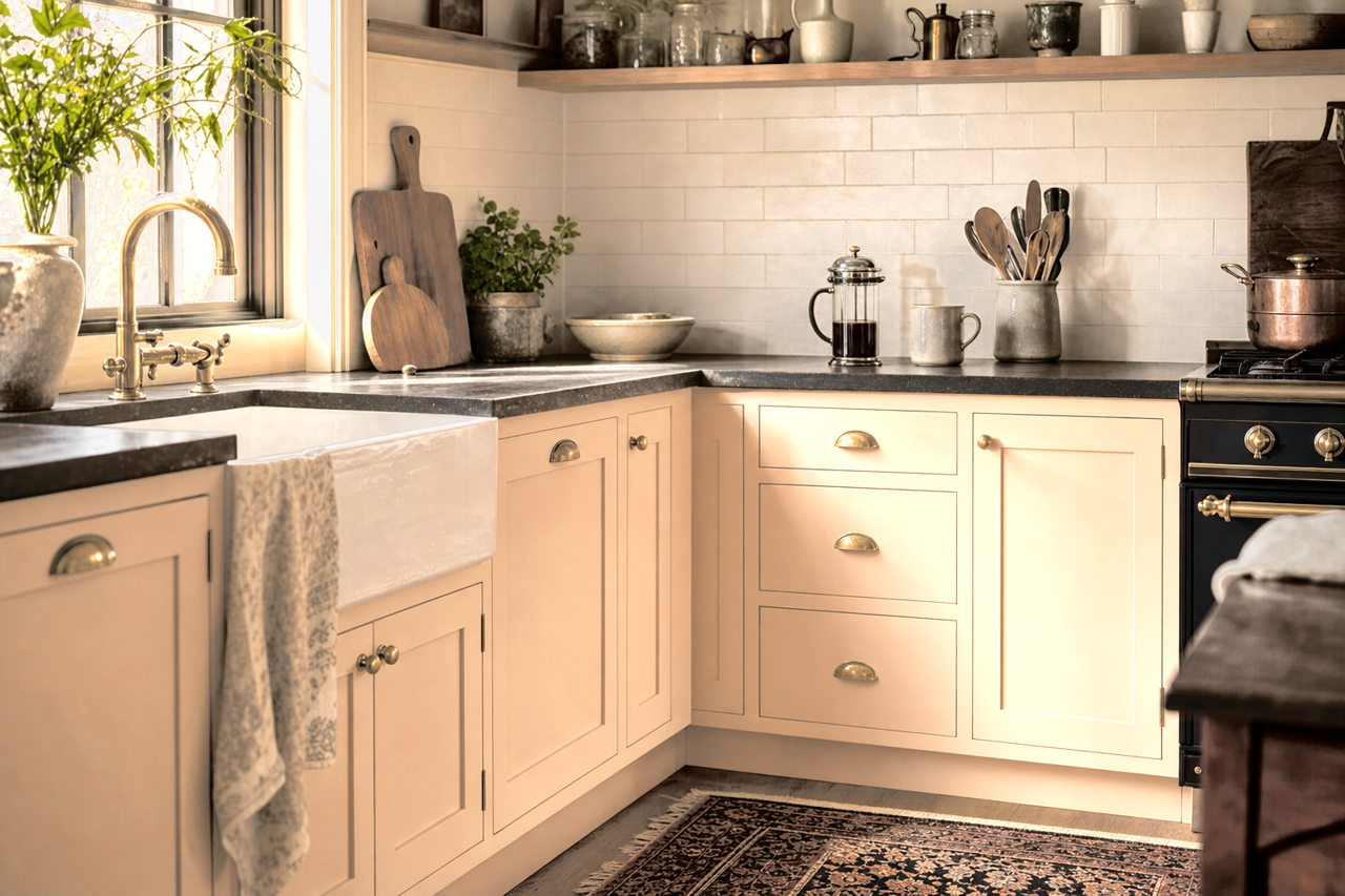 Creamery by Sherwin-Williams on cabinets
