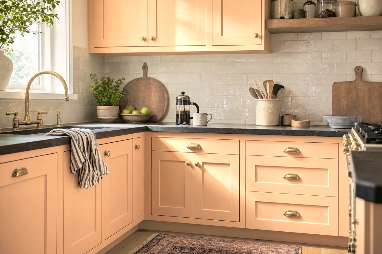 Sociable by Sherwin-Williams on cabinets