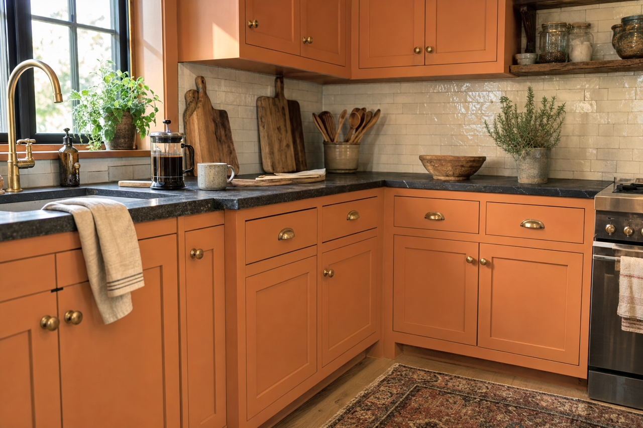 Tigereye by Sherwin-Williams on cabinets