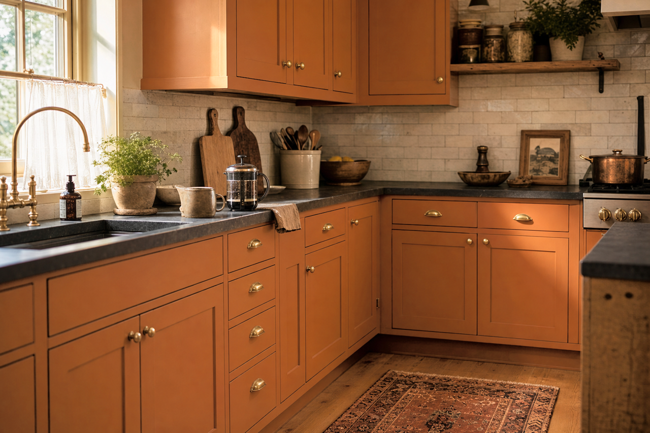 Gingery by Sherwin-Williams on cabinets