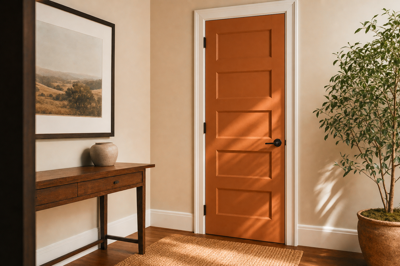 Gingery by Sherwin-Williams on interior-doors